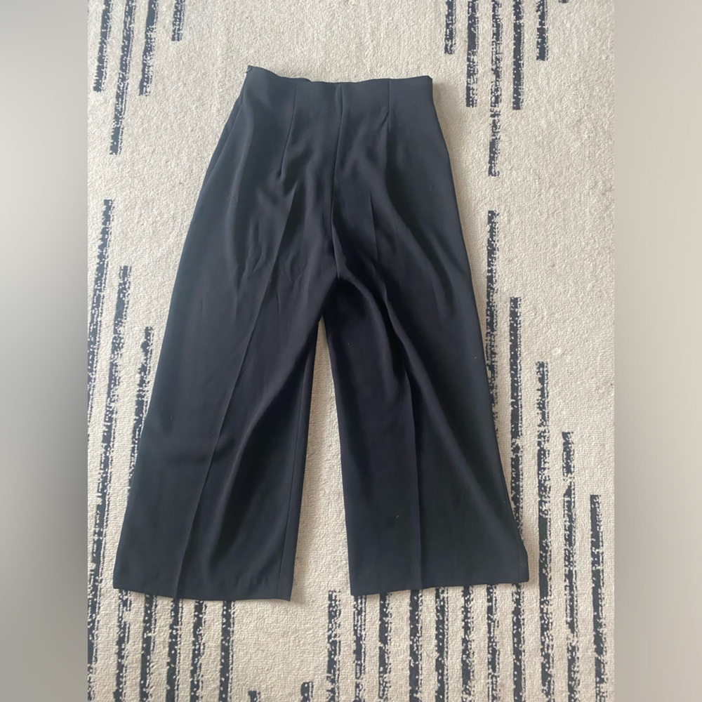 Zara wide leg cropped pants black - sz M - Picture 2 of 3